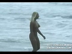 Nude blonde fucked on the beach after peeing,.,.,
